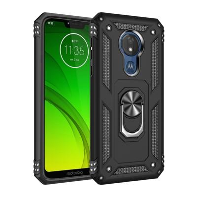 Armor schokbestendige TPU + PC beschermhoes voor Motorola Moto G7 Power met 360 graden rotatie houder (zwart)