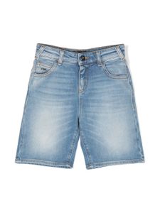 Emporio Armani Kids logo-plaque denim shorts - Bleu