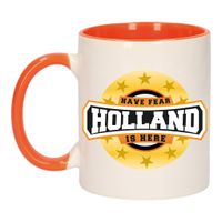 Have fear Holland is here mok/ beker oranje wit 300 ml - thumbnail