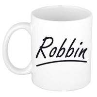 Naam cadeau mok / beker Robbin met sierlijke letters 300 ml   -