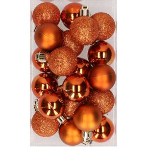 Kleine kerstballen - oranje - D3 cm - kunststof - mat/glans/glitter - kerstversiering