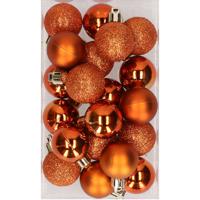 Kleine kerstballen - oranje - D3 cm - kunststof - mat/glans/glitter - kerstversiering - thumbnail