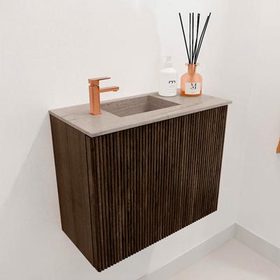 Toiletmeubel Mondiaz Joya Dlux | 50 cm | Meubelkleur Walnut | Faye wastafel Saba Wasbak Links | 1 kraangat
