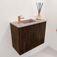 Toiletmeubel Mondiaz Joya Dlux | 50 cm | Meubelkleur Walnut | Faye wastafel Saba Wasbak Links | 1 kraangat