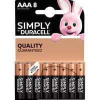 8x Duracell AAA Simply batterijen alkaline LR03 MN2400 1.5 V - thumbnail