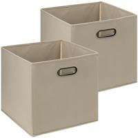 Opbergmand/kastmandje - 2x - Taupe - 31 x 31 x 31 cm - 29 liter - Vakkenkast manden - Stof