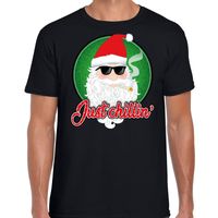 Fout kerst shirt just chillin zwart voor heren - thumbnail