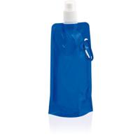 Waterzak/bidon - Set van 8x stuks - blauw - navulbaar - opvouwbaar met haak - 400 ml - festival/outd