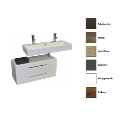 Badkamermeubelset Sanicare Q17 100 cm Hoogglans Wit (spiegel optioneel)
