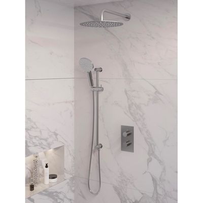 Inbouw Regendouche Set Brauer Brushed Edition Gebogen Wanduitloop Ronde Hoofddouche 30 cm Met Handdouche 3 Standen en Glijstang RVS Look Brauer