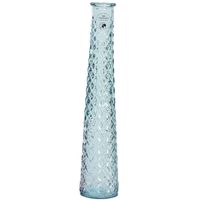 Vaas/bloemenvaas van gerecycled glas - D7 x H32 cm - transparant blauw