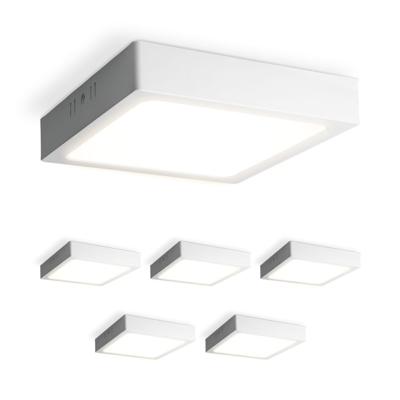 Set van 6 Carolina opbouwspots vierkant - 12 Watt 1160 Lumen - Wit - 4000K neutraal wit - LED downlight - IP20 stofdicht - 160mm