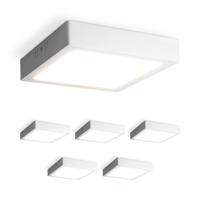 Set van 6 Carolina opbouwspots vierkant - 12 Watt 1160 Lumen - Wit - 4000K neutraal wit - LED downlight - IP20 stofdicht - 160mm