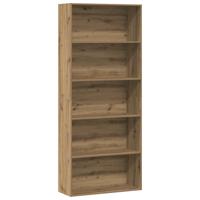 Boekenkast 80x30x189 cm bewerkt hout artisanaal eikenkleur