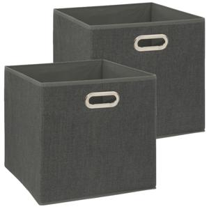 Opbergmand/kastmandje - 2x - Donkergrijs - 31 x 31 x 31 cm - 29 liter - Vakkenkast manden - Stof