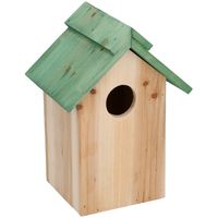 Houten vogelhuisje/nestkastje met groen dak 24 cm   -