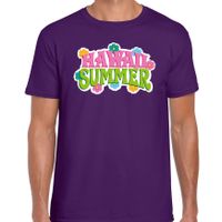 Hawaii summer t-shirt paars voor heren