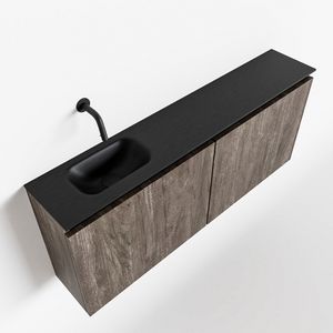 MONDIAZ TURE 120cm toiletmeubel dark brown. EDEN wastafel urban links geen kraangat