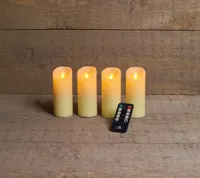 Anna&apos;s Collection LED kaars flame effect set 5.2 cm ivoor 4 stuks
