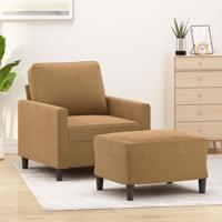 Fauteuil met voetenbank 60 cm fluweel bruin