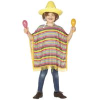 Mexicaanse verkleed poncho - gestreept - one size - Verkleedkleding voor kinderen