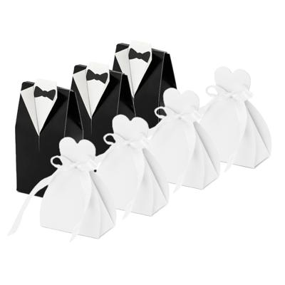 Cadeaudoosjes Bruidegom/bruid - Bruiloft bedankje - 40x stuks - zwart/wit - 7 x 9 cm