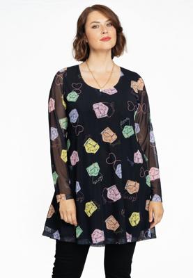 Yoek Tuniek wide bottom BEAUTY | Zwart | Maat 42/44