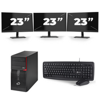 Fujitsu Esprimo P556 Micro Tower - Intel Core i5-6e Generatie - 8GB RAM - 256GB SSD - Windows 11 + 3x 23 inch Monitor