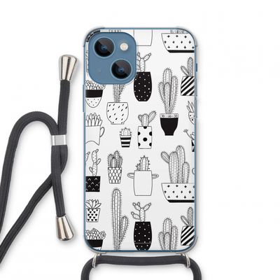 Cactusmotief: iPhone 13 mini Transparant Hoesje met koord