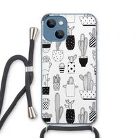 Cactusmotief: iPhone 13 mini Transparant Hoesje met koord