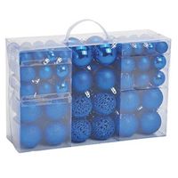 Kerstboomversiering 100x blauwe plastic kerstballen 3/4/6 cm - Kerstbal