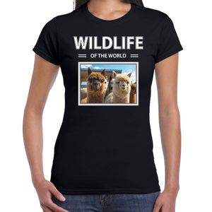 Alpaca t-shirt met dieren foto wildlife of the world zwart voor dames 2XL  -