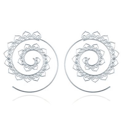Spiraal Oorstekers Rond Dames Zilverkleurig