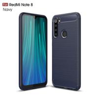 Voor Xiaomi Redmi Note 8 geborsteld textuur koolstofvezel TPU case (marineblauw)