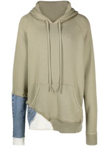 Greg Lauren hoodie superposé à lien de resserrage - Vert