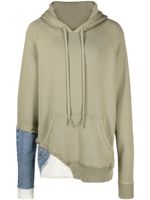 Greg Lauren hoodie superposé à lien de resserrage - Vert