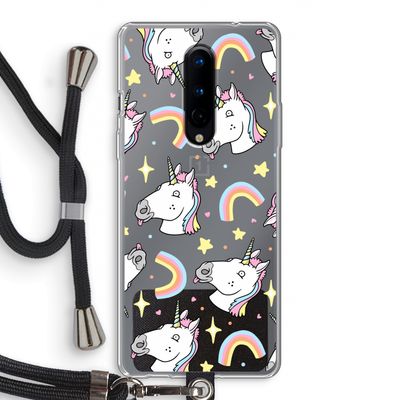 Rainbow Unicorn: OnePlus 8 Transparant Hoesje met koord