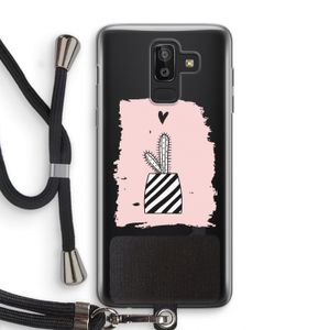 Zwart-wit cactus: Samsung Galaxy J8 (2018) Transparant Hoesje met koord