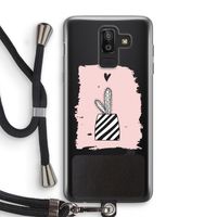 Zwart-wit cactus: Samsung Galaxy J8 (2018) Transparant Hoesje met koord