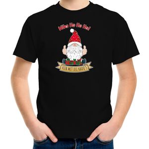 Bellatio Decorations kerst t-shirt voor kinderen - Kado Gnoom - zwart - Kerst kabouter XL (164-176)  -