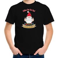 Bellatio Decorations kerst t-shirt voor kinderen - Kado Gnoom - zwart - Kerst kabouter XL (164-176)  - - thumbnail