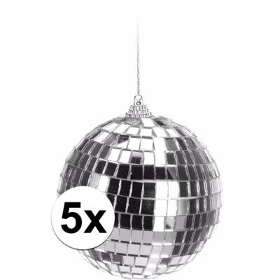 Kerstbal - 5x - discobal - zilver - D10 cm - piepschuim/glas - spiegelbol - kerstversiering