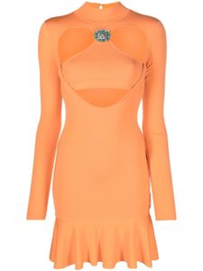 Roberto Cavalli robe courte volantée à découpes - Orange