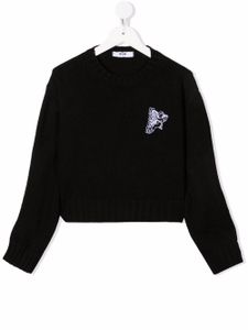 MSGM Kids pull crop à logo brodé - Noir