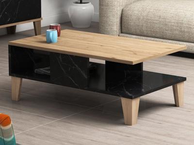 Salontafel SUMONIA eik/zwart marmer