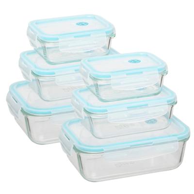 5Five Vershoudbakjes met deksel - glas - set 6x stuks - 1180/540/330 ml