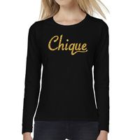Zwart long sleeve t-shirt met gouden chique tekst voor dames 2XL  -