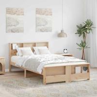 Bedframe met hoofdeinde Bruin 135 x 190 cm Massief grenenhout