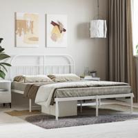 Bedframe met hoofdbord metaal wit 140x200 cm - thumbnail