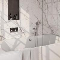 Brauer Chrome Carving Thermostatische Inbouw Badkraan Drukknoppen - Badvulcombinatie - 3 stand - Doucheslang - Wandaansluitbocht - Handdouche - Chroom